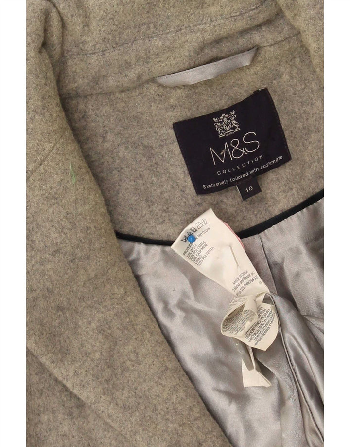 Marks & Spencer Dame Oversized Overfrakke UK 10 Lille Grå Uld