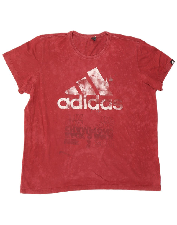 Adidas Herre Grafisk T-Shirt Top 2XL Rød Bomuld