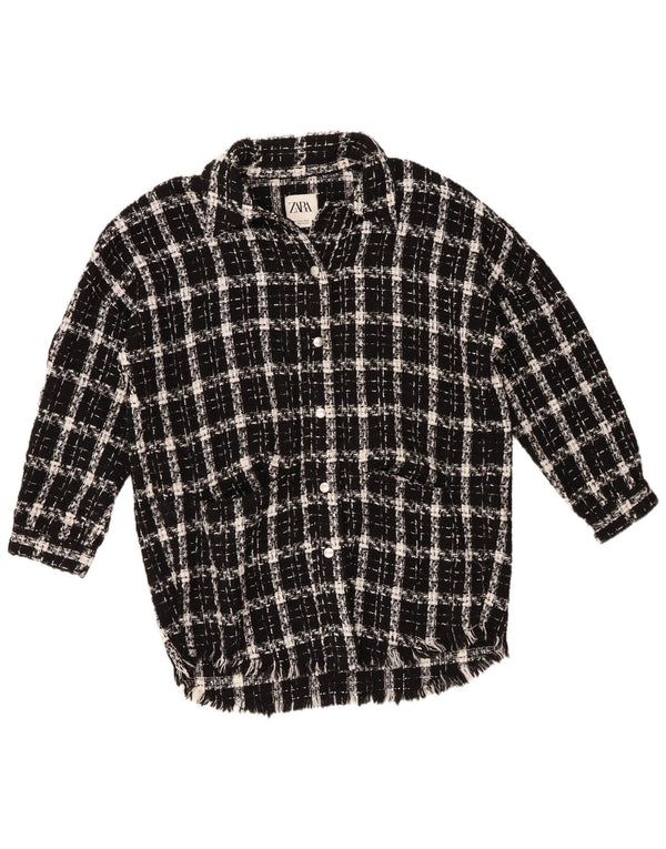 Zara Womens Overshirt Oversized Shirt UK 14 Medium Black Check Acrylic