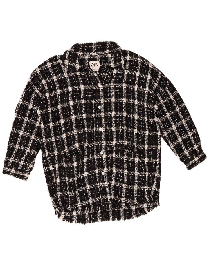 Zara Womens Overshirt Oversized skjorte UK 14 Medium Black Ternet akryl