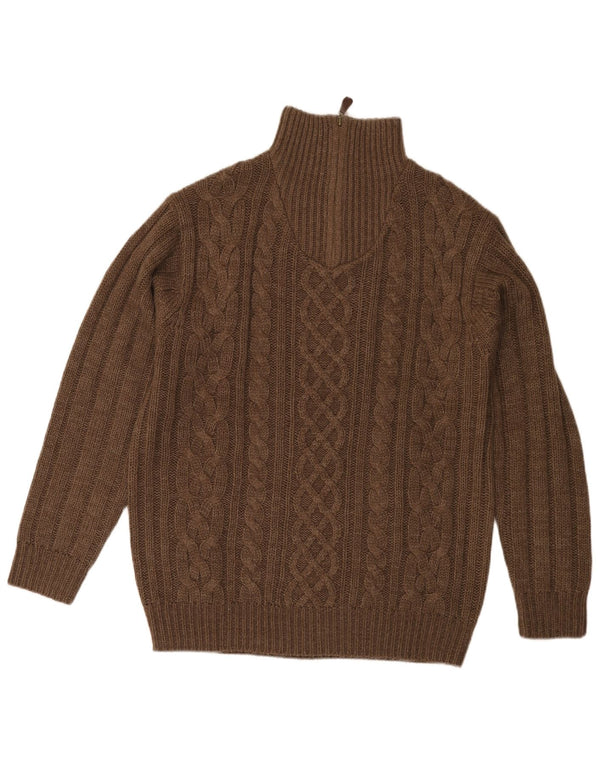 Rover & Lake Herre Zip Neck Jumper Sweater EU 52 Large Brown Polyacrylic