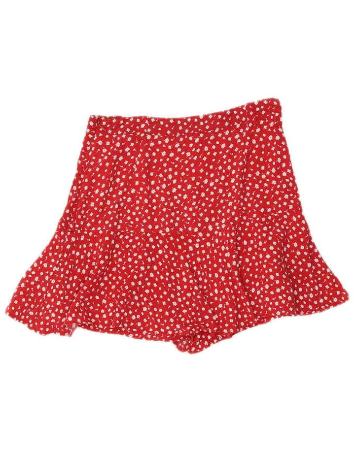 Zara Womens High Rise Hot Pants Small W26 Red Floral