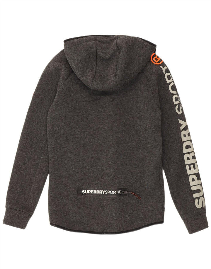 Superdry Herre grafisk hættetrøje med lynlås, lille grå polyester