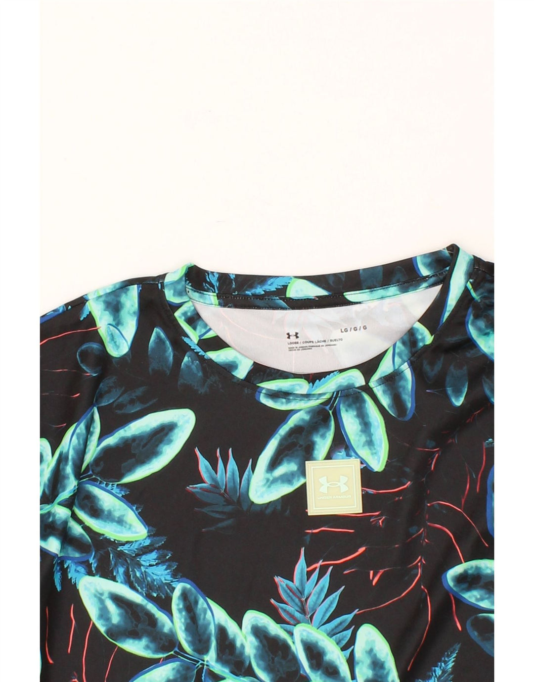 UNDER ARMOUR Womens T-Shirt Top UK 16 Large Blue Floral Polyester Vintage Under Armour and Second-Hand Under Armour from Messina Hembry 