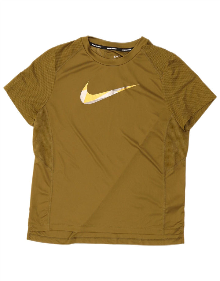 Nike Herre Dri Fit Grafisk T-Shirt Top Stor Khaki Polyester