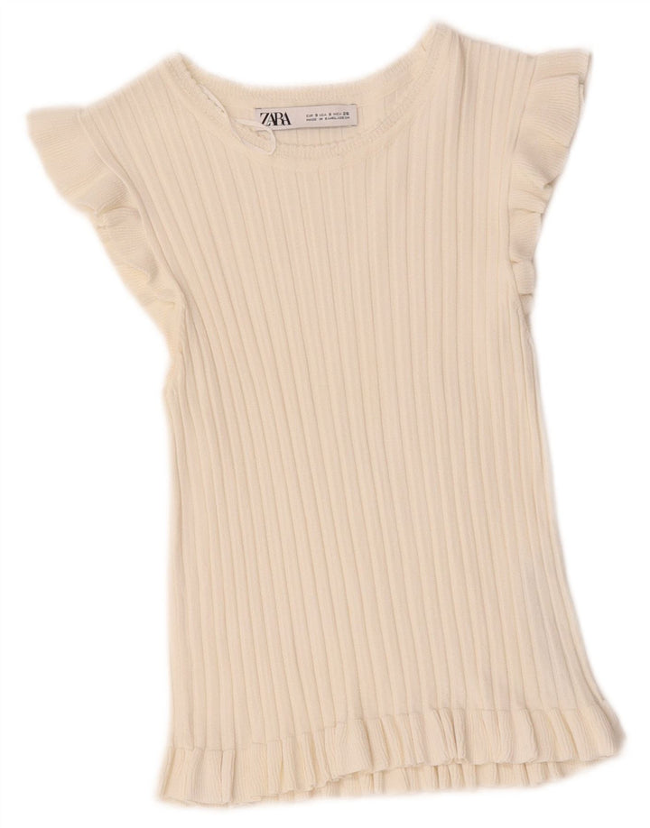 Zara Womens Crop Bluse Top UK 8 Small White Viscose