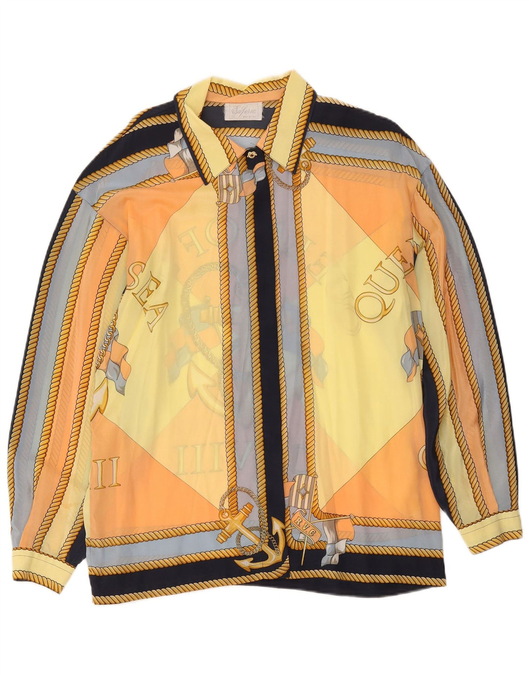 Vintage Dame Gennemsigtig Skjorte IT 50 XL Flerfarvet Nautical