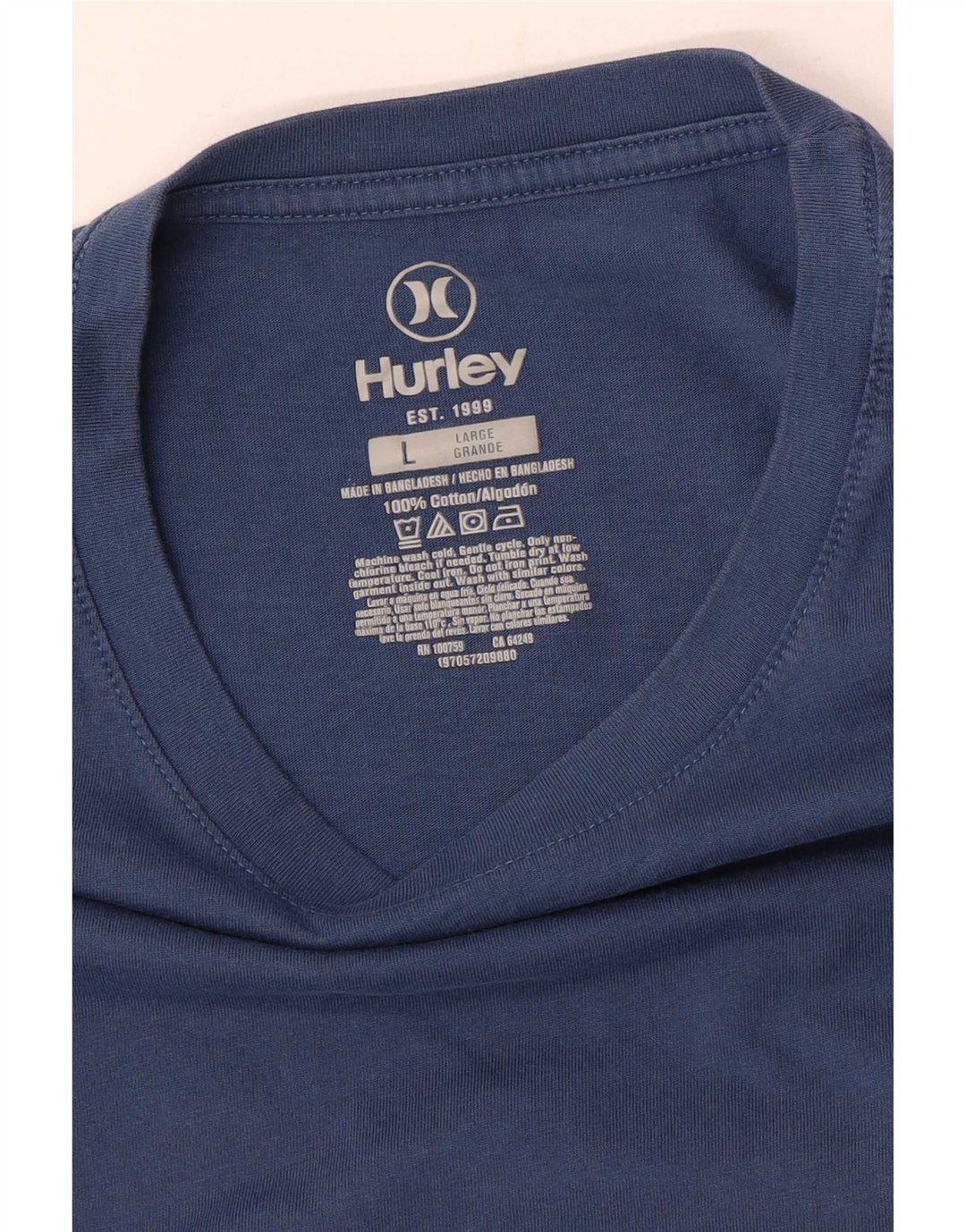 Hurley Herre Grafisk T-Shirt Top Stor Blå Bomuld
