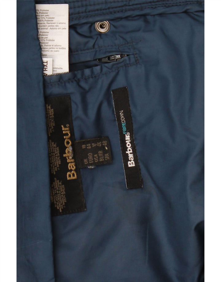 Barbour, polstret hættejakke til kvinder, UK 18 XL marineblå polyester