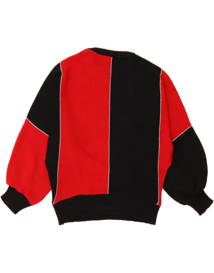 VINTAGE Womens Crew Neck Jumper Sweater UK 12 Medium Red Colourblock Vintage Vintage and Second-Hand Vintage from Messina Hembry 