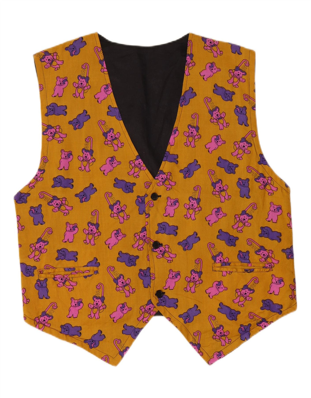 BROADWAY Herre grafisk vest Stor gul Colourblock Viscose