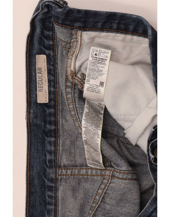 Marks & Spencer Herre Regular Straight Jeans W42 L31 Blå Bomuld
