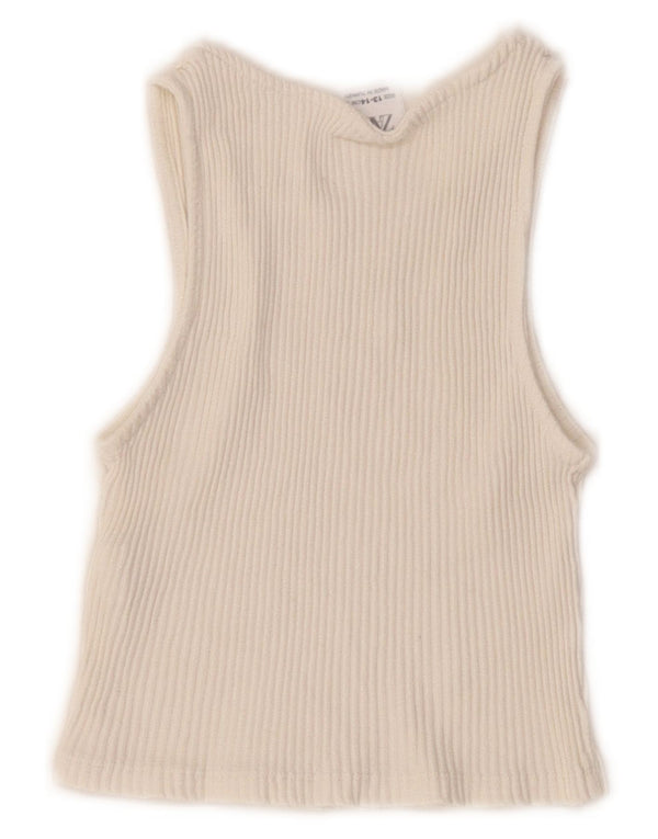 Zara Girls Vest Top 13-14 Years Off White Bomuld