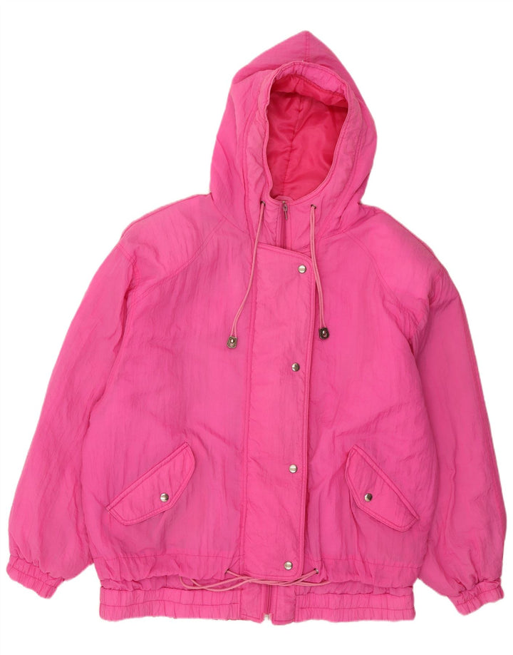 Vintage hættejakke til kvinder oversize polstret jakke UK 24 4XL Pink Polyamid