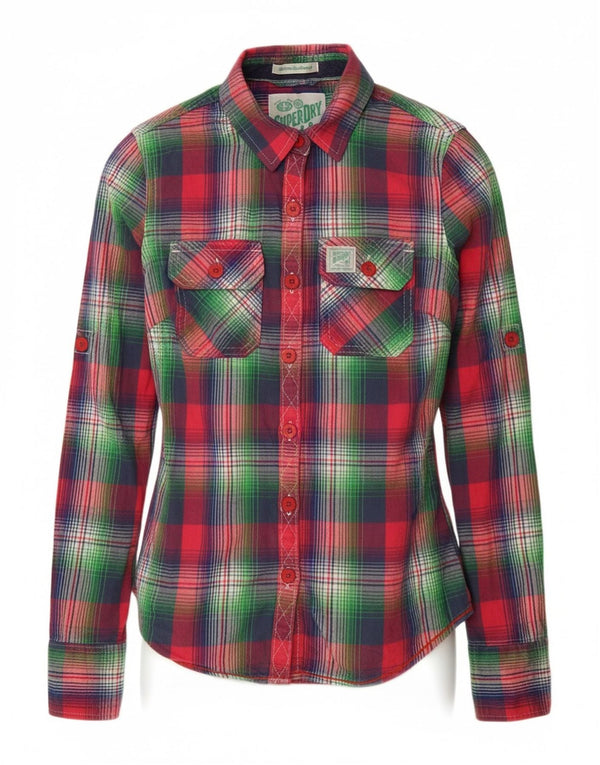 SUPERDRY Dame Flanellskjorte UK 6 XS Flerfarvet ternet bomuld