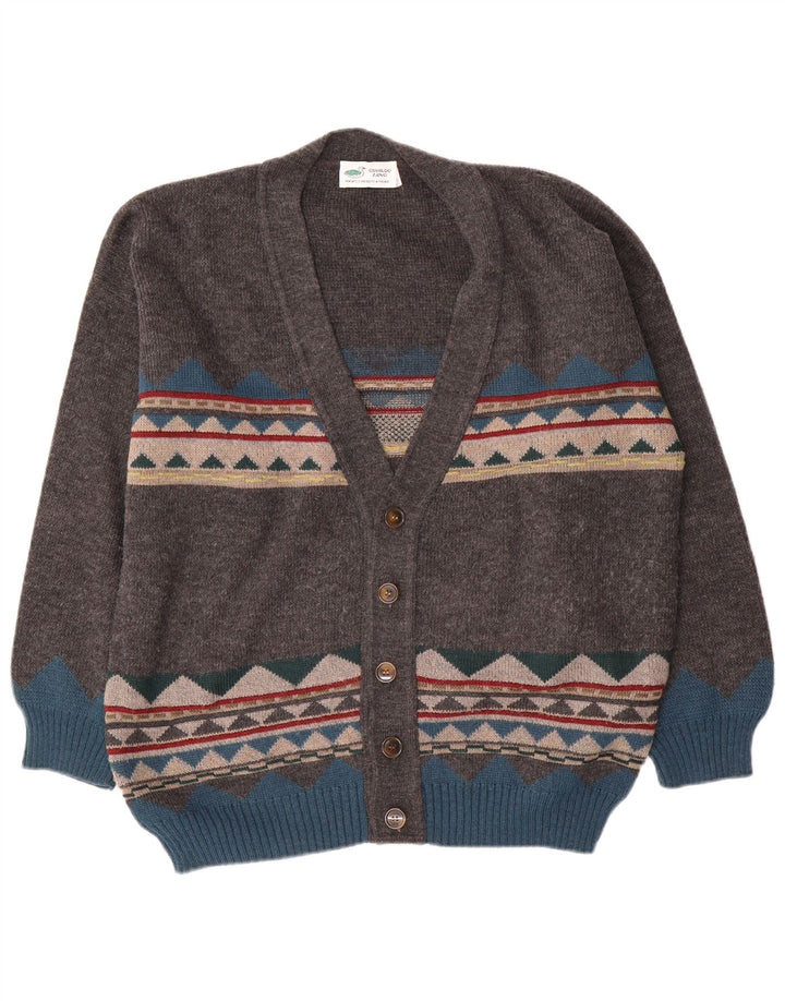 Vintage herre cardigan sweater XL Grå Geometrisk