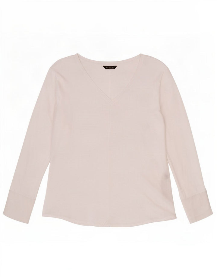 Massimo Dutti Dame Se Through Top Langærmet UK 12 Medium White Lyocell