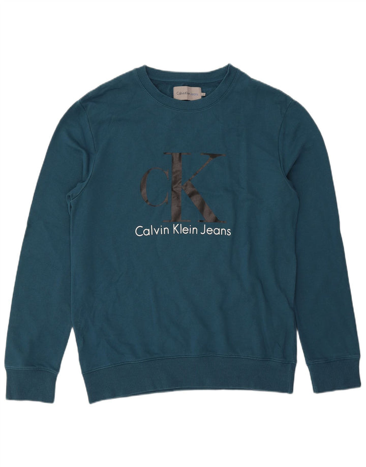 CALVIN KLEIN JEANS Grafisk sweatshirt til mænd, stor blå bomuld