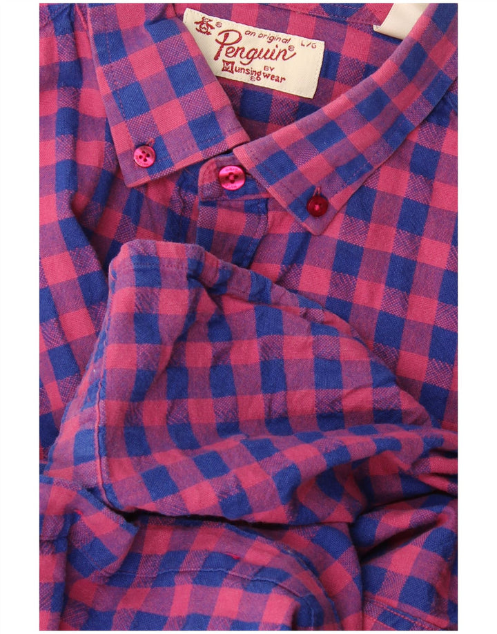 Penguin Herre kortærmet skjorte Large Pink Gingham