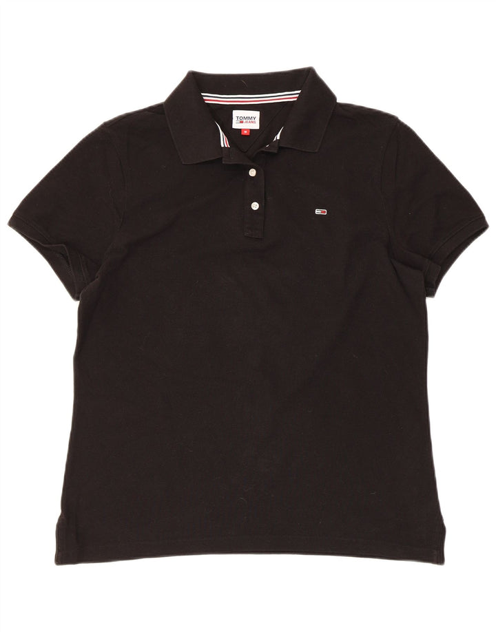 TOMMY HILFIGER Dame poloshirt UK 14 Medium Sort Bomuld