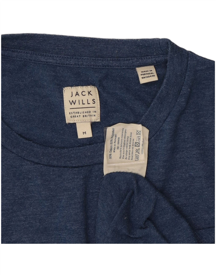 JACK WILLS Herre grafisk T-shirt Top Medium Blue Flecked Bomuld