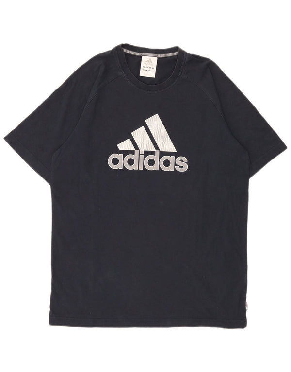 Adidas Herre grafisk T-shirt Top Medium Marineblå Bomuld