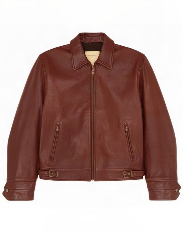 Vintage Herre Læderjakke IT 54 2XL Brun