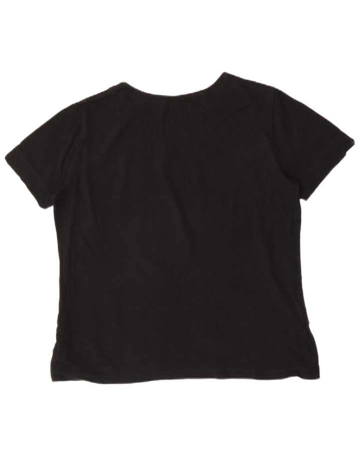 Lacoste Dame T-Shirt Top Størrelse 50 2XL Sort Bomuld