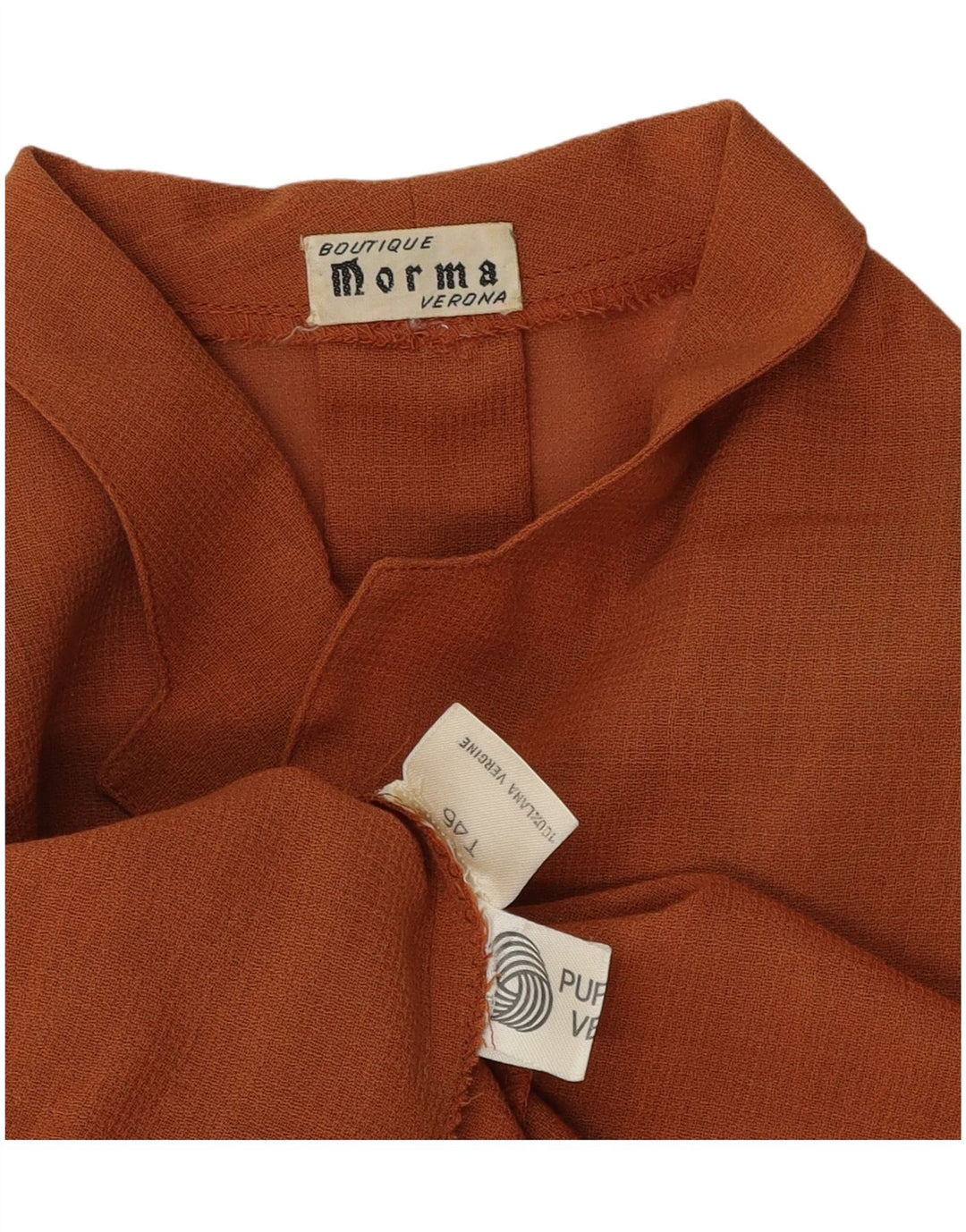 Vintage dameskjorte bluse IT 46 Stor brun jomfruuld