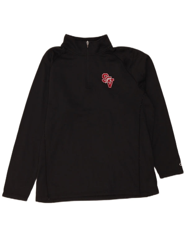 Champion Herre Zip Neck Pullover Træningsdragt Top Stor Sort Polyester