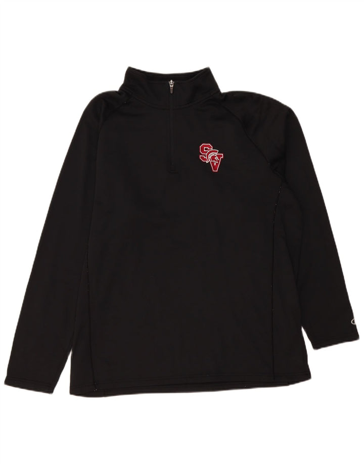 Champion Herre Zip Neck Pullover Træningsdragt Top Stor Sort Polyester