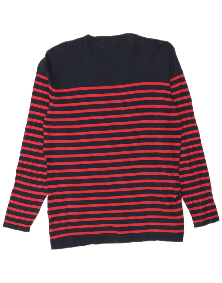 Zara Herre trøje med rund hals XL marineblå stribet