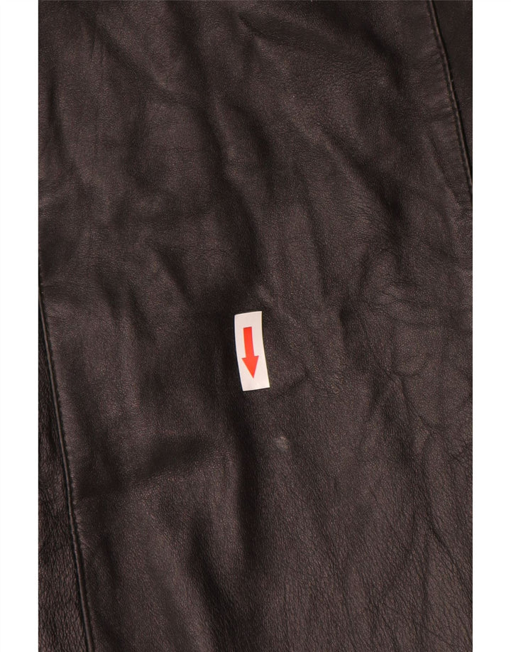 Vintage Dame Loose Fit Læderfrakke UK 14 Medium Sort Læder
