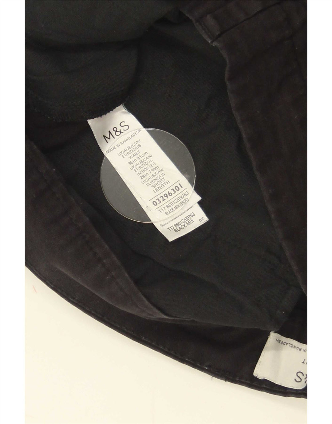 Marks & Spencer Herre Slim Chino Bukser W36 L29 Sort Bomuld