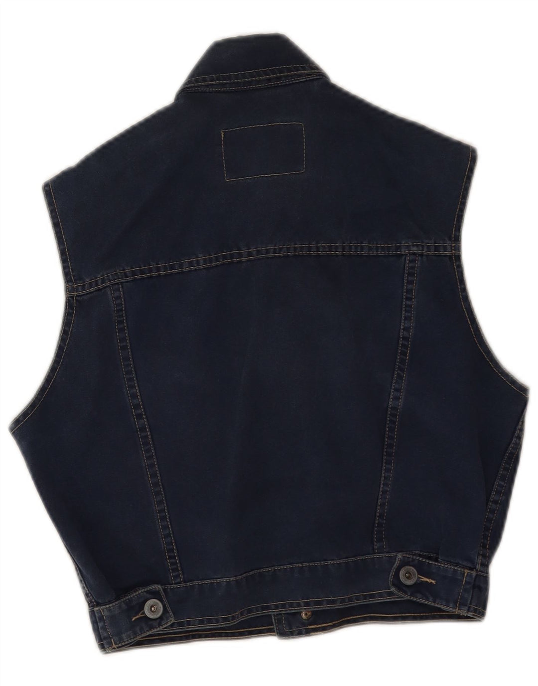 Teddy Smith Dame Crop Denim Gilet UK 14 Large Navy Blue