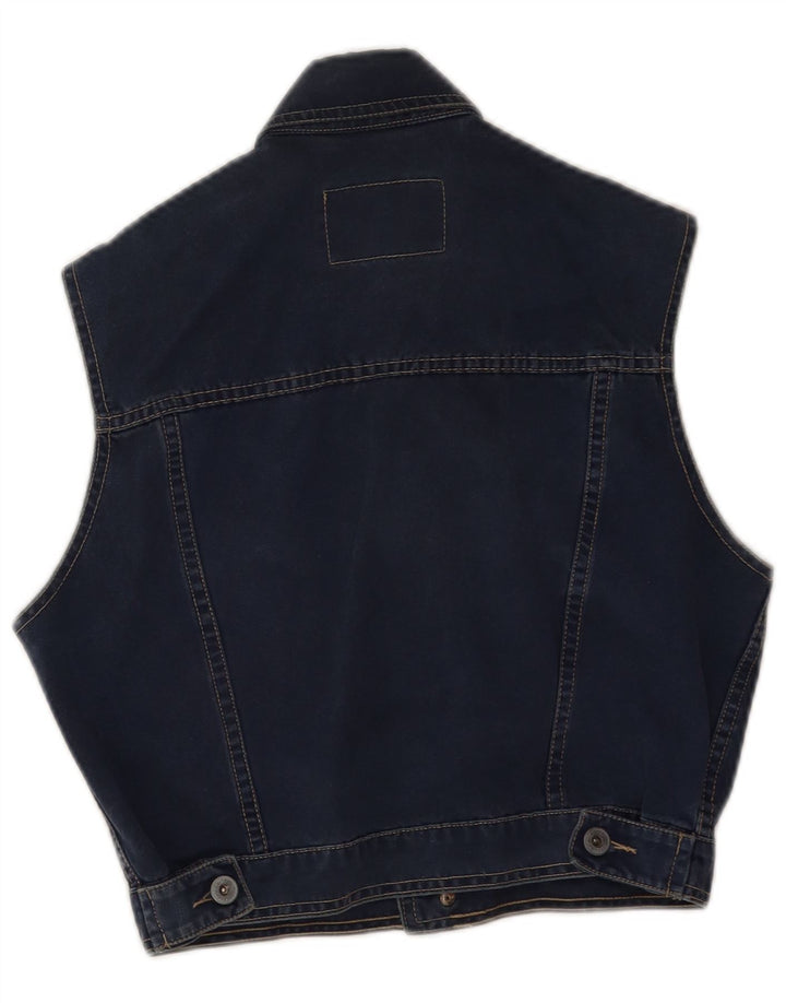 Teddy Smith Dame Crop Denim Gilet UK 14 Large Navy Blue