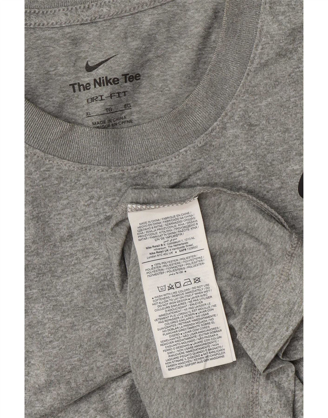 Nike Herre Dri Fit Top Langærmet XL Grå Flecked Polyester