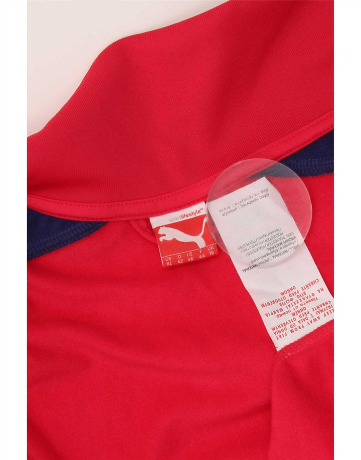 Puma træningsdragt topjakke til kvinder UK 16 Large Pink Colourblock Polyester