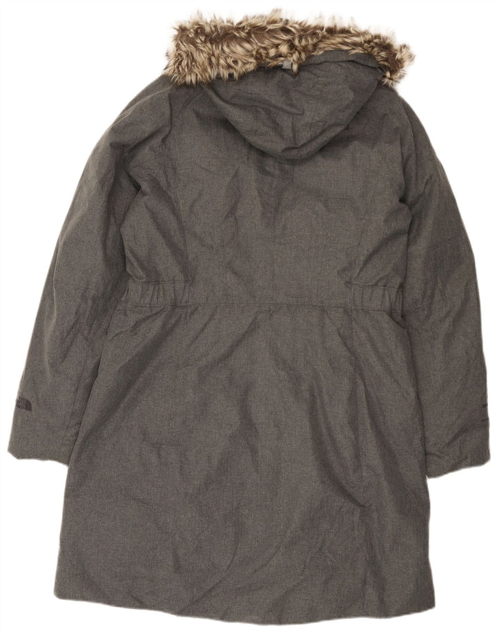 The North Face Dame Hætte Polstret Frakke UK 16 Large Grå Polyester