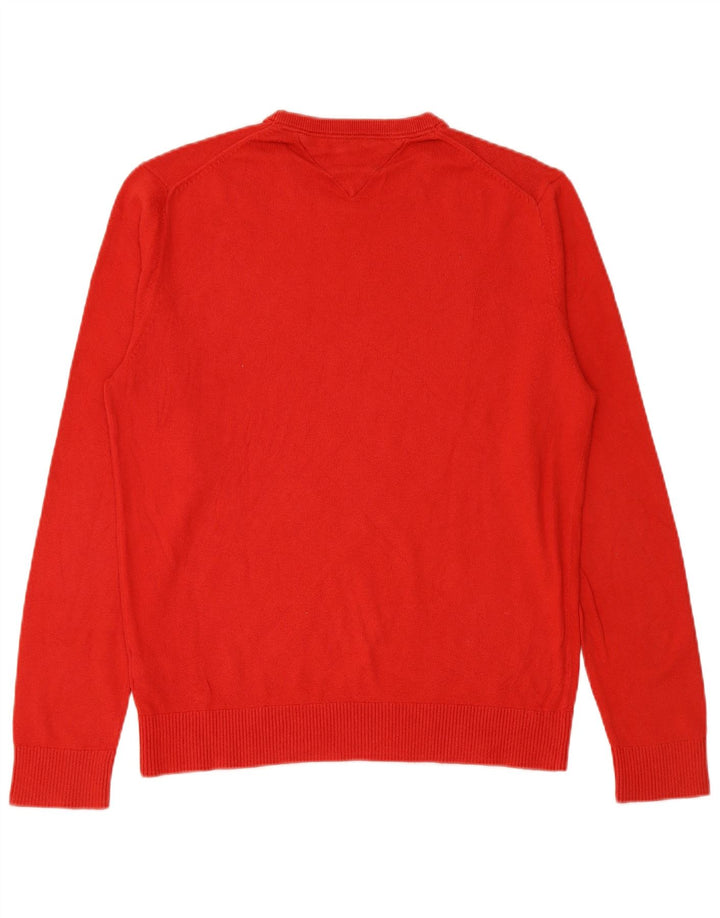 TOMMY HILFIGER Mens Crew Neck Jumper Sweater Large Red Cotton