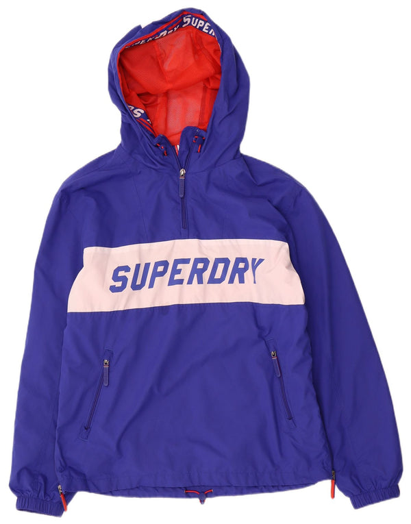 Superdry Herre grafisk anorakjakke med hætte UK 36 Lille blå farveblok