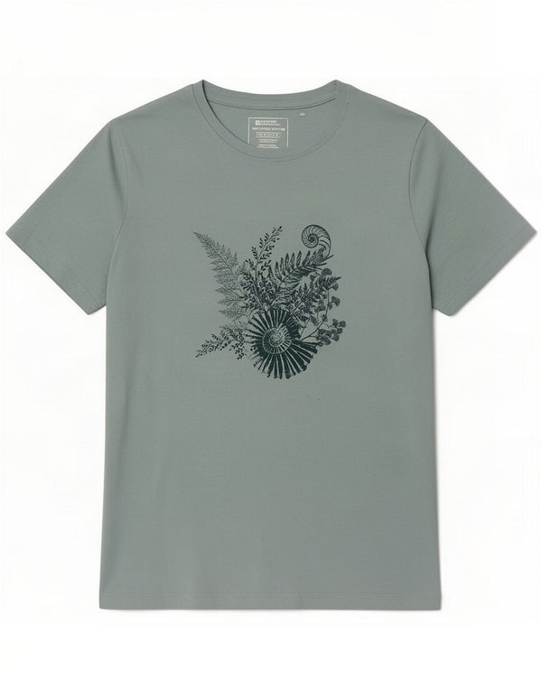 Mountain Warehouse Dame Grafisk T-Shirt Top UK 16 Stor Grøn Bomuld