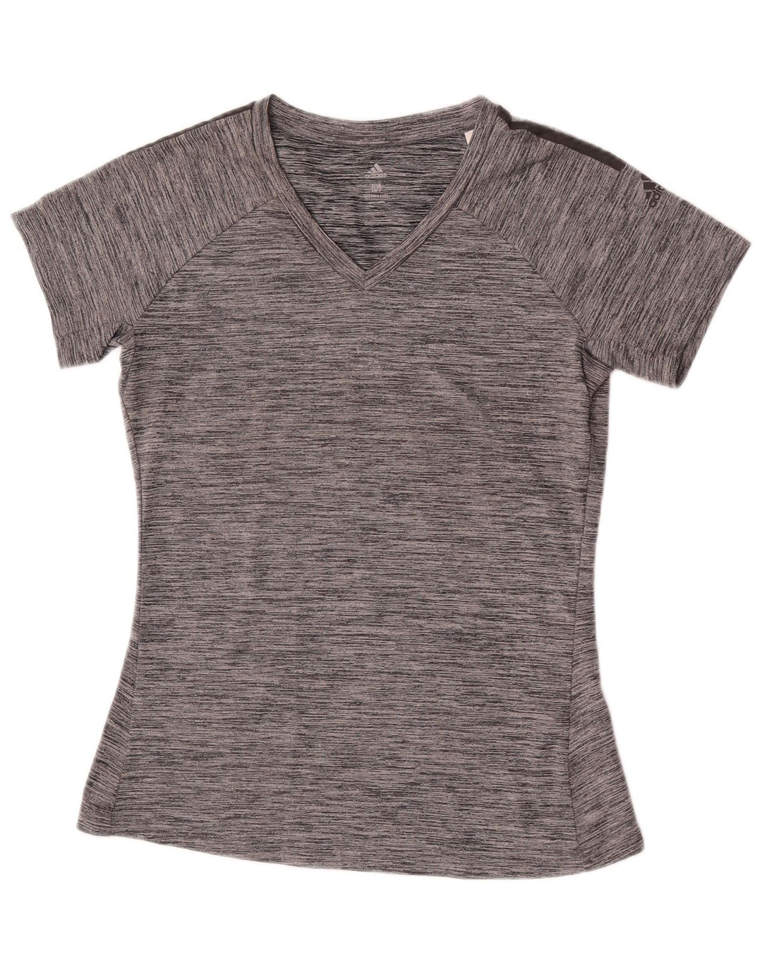 Adidas Dame Climalite T-Shirt Top UK 12 Medium Grey Flecked Polyester