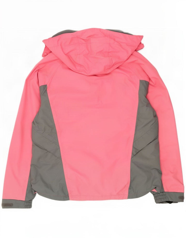 Vintage skijakke med hætte til kvinder UK 12 Medium Pink Colourblock Polyamid