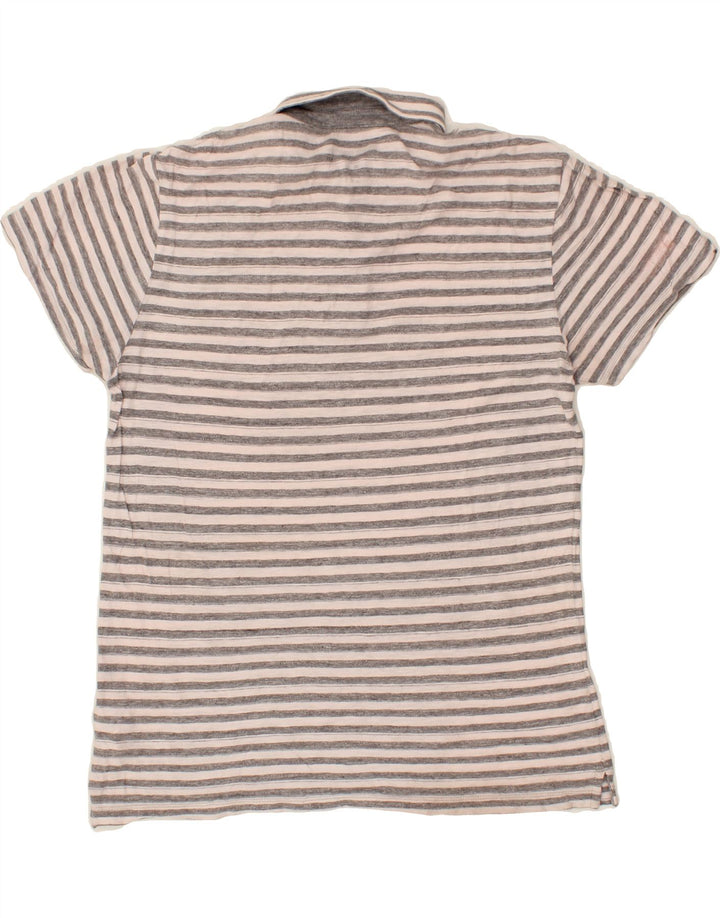 CHAMPION Mens Polo Shirt Medium Grey Striped Vintage Champion and Second-Hand Champion from Messina Hembry 