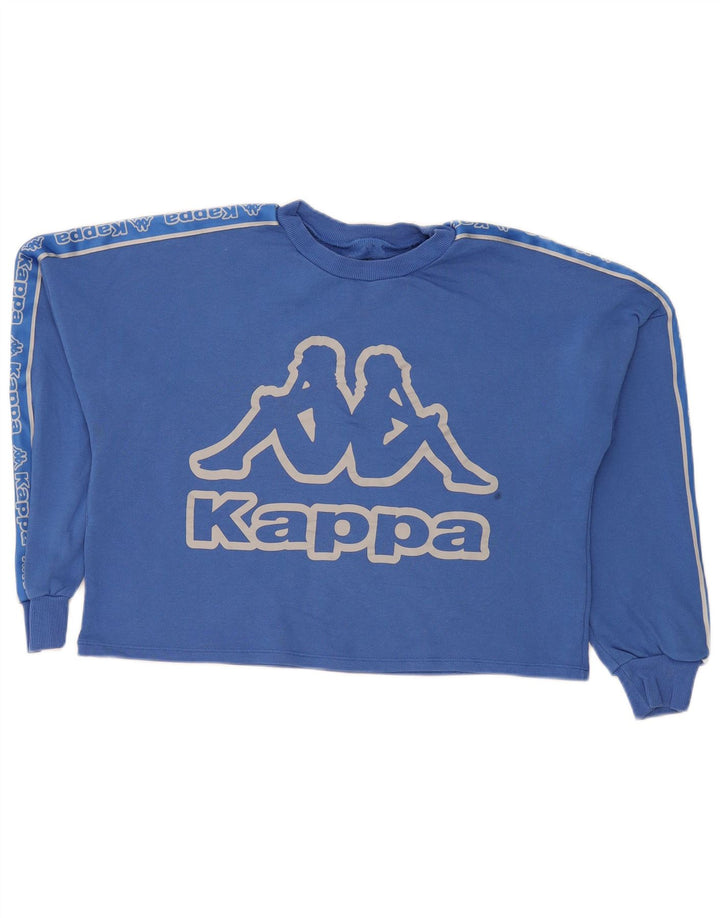 Kappa Dame Grafisk Oversized Sweatshirt Jumper UK 12 Medium Blue