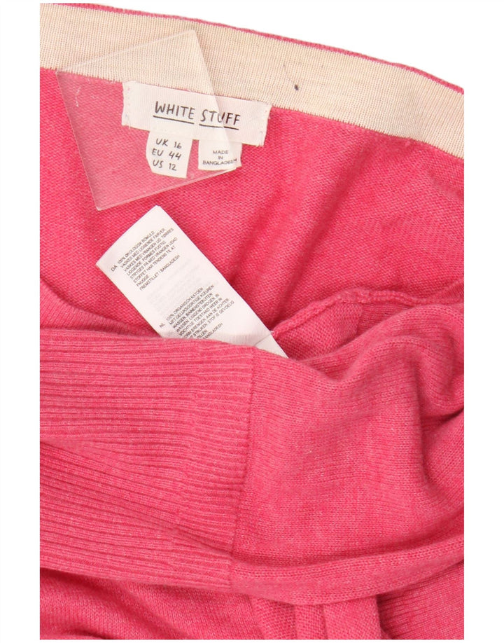 White Stuff Dame Cardigan Sweater UK 16 Large Pink Bomuld