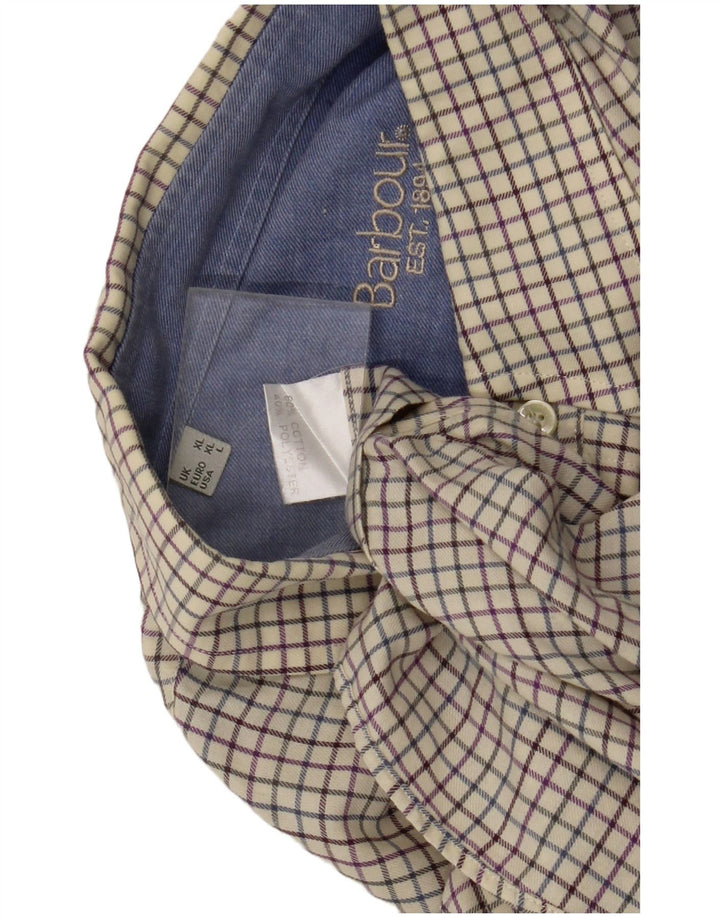 Barbour Herreskjorte XL Off White Ternet bomuld