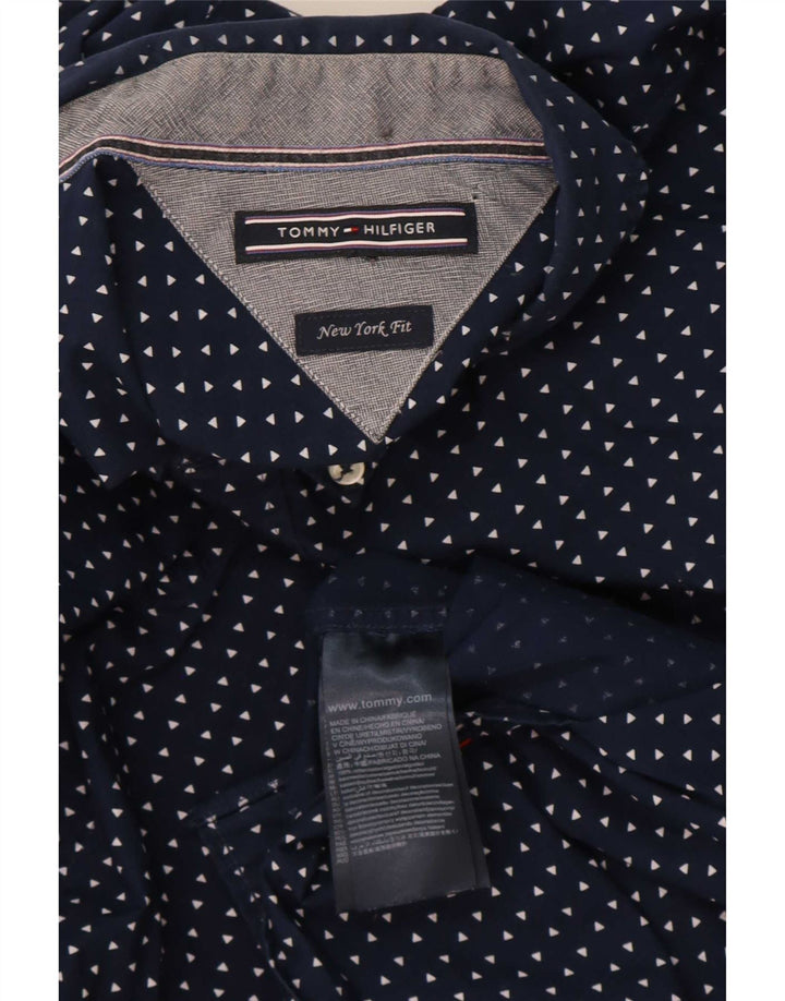Tommy Hilfiger Herreskjorte Medium Marineblå Geometrisk Bomuld