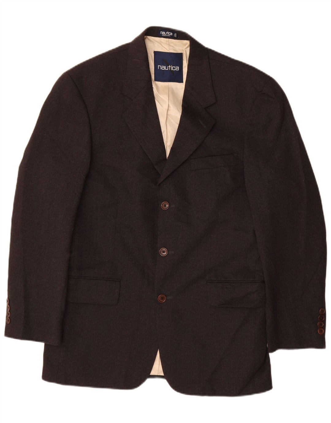 NAUTICA Herre 3-knaps blazerjakke UK 38 Mellemgrå uld